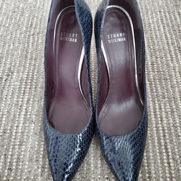 Stuart Weitzman Blue Snake Heels - Picture 1 of 9